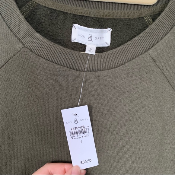 LOU & GREY Army Green Crewneck Side Slit Pullover Sweatshirt - Picture 10 of 10